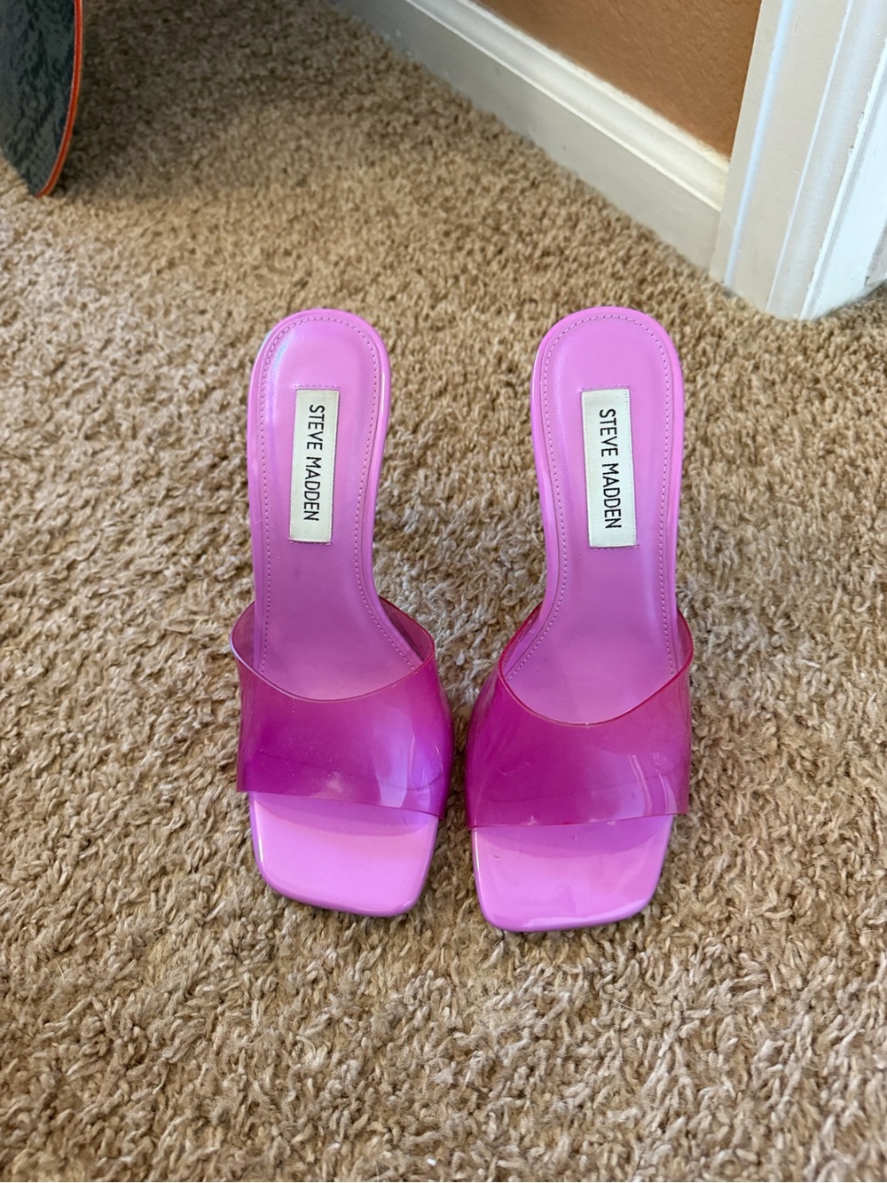 Steve Madden Pink Lucite Mule Heels